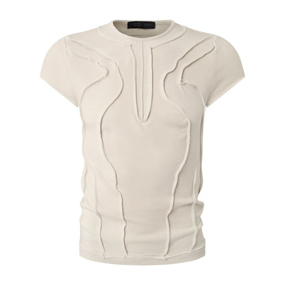 Washed Deconstruction Layered Short Sleeve T-Shirt WN25810