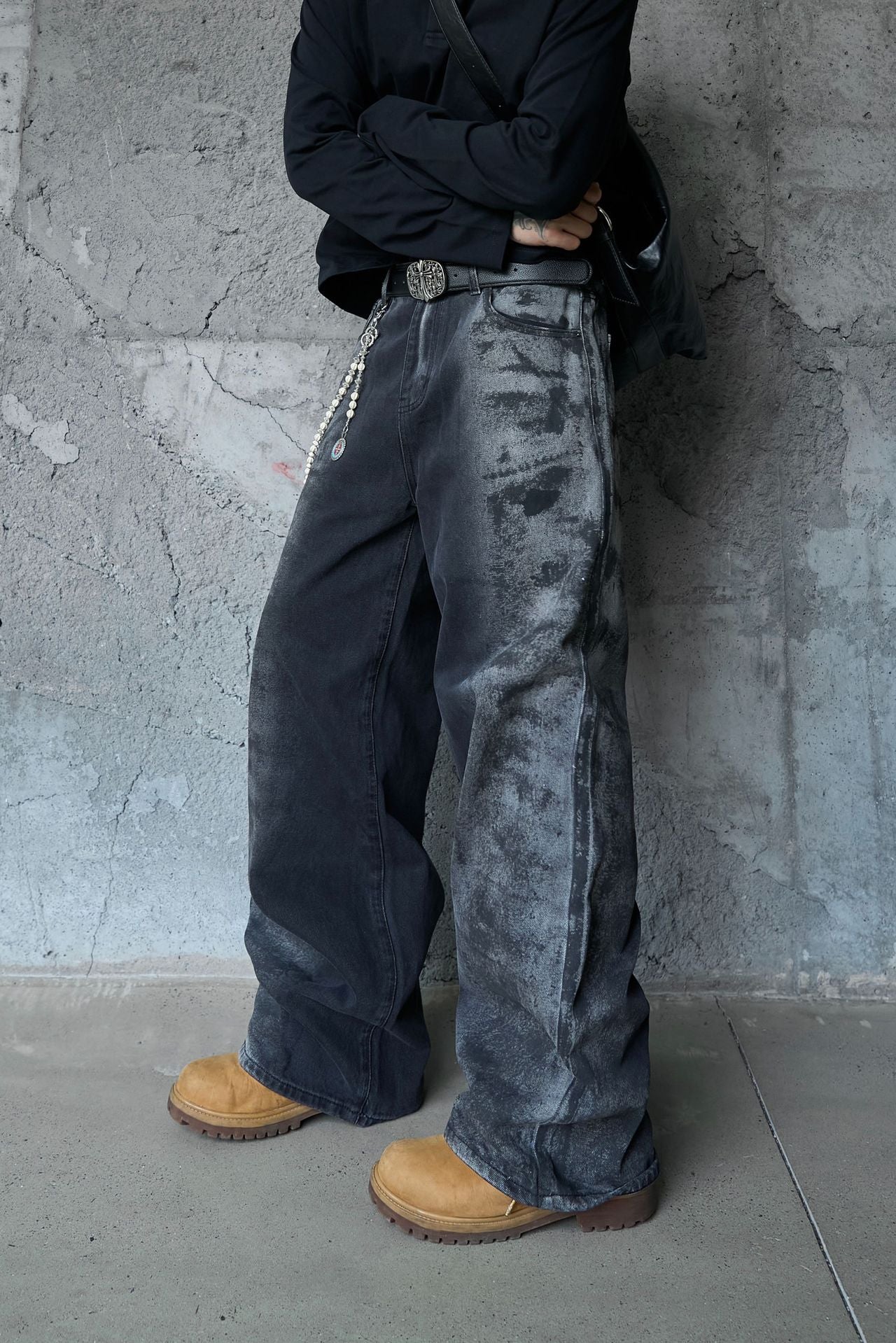 Washed Wide Leg Denim Jeans WN25408