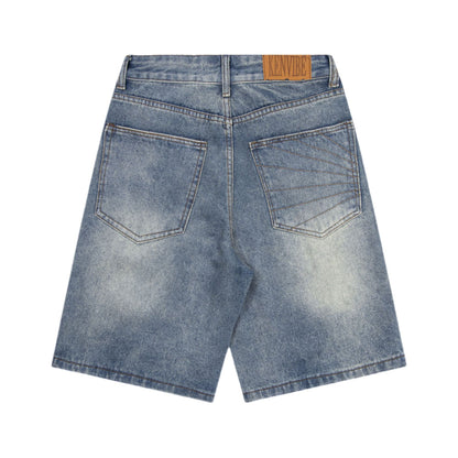 Panel Washed Denim Half Jeans WN26967