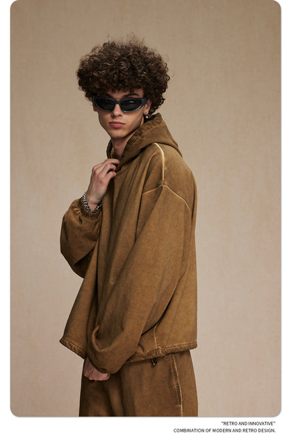 Oversize Drawstring Washed Hoodie WN9976