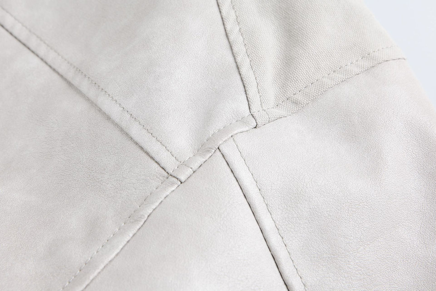 Cross Patchwork Oversize PU Leather Jacket WN23034