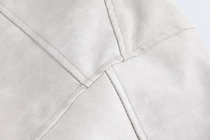 Cross Patchwork Oversize PU Leather Jacket WN23034