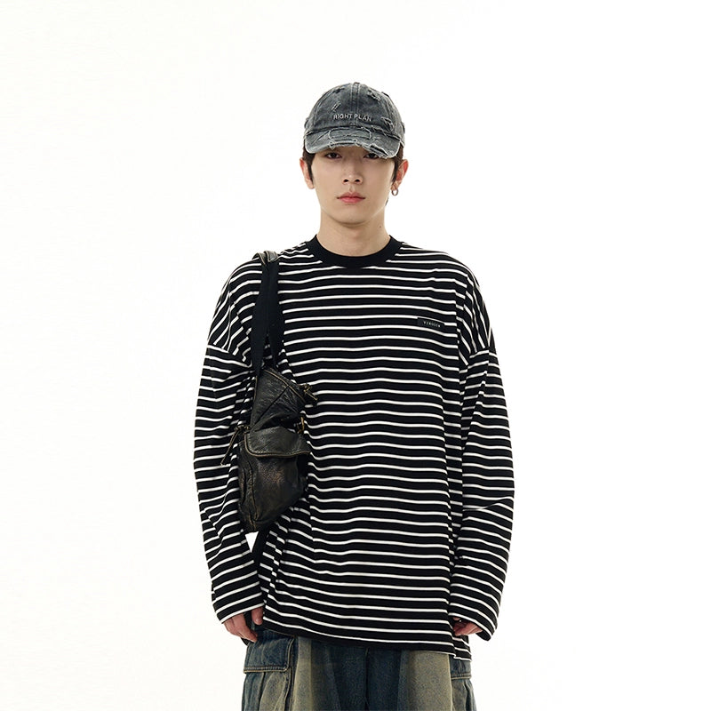 Oversize Stripe Long Sleeve T-shirt WN7652