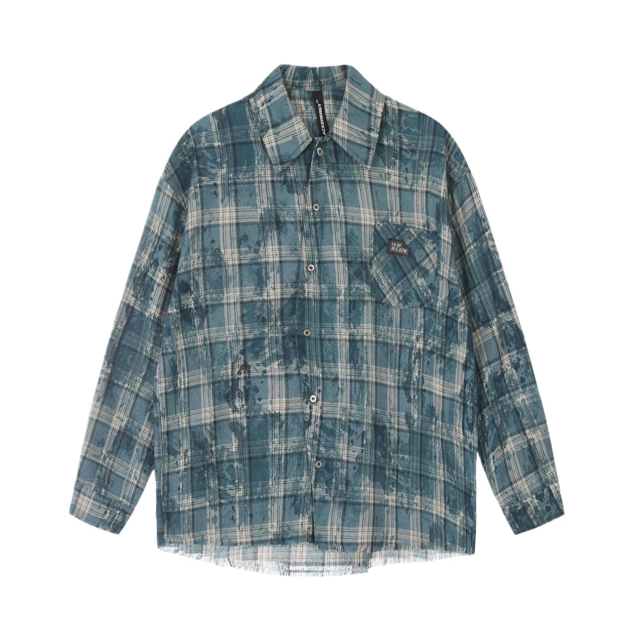 Label Design Tie Dyed Plaid Oversize Shirt WN6956