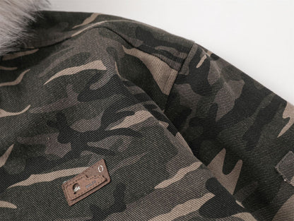 Camouflage Fur Collar Hooded Padded Jacket WN11555