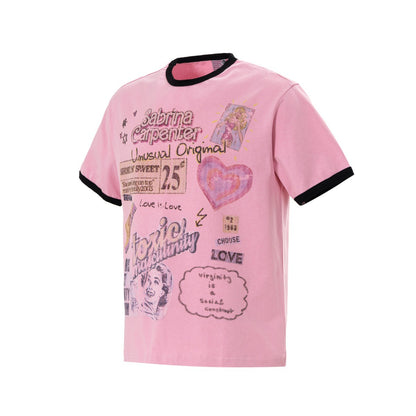 Ringer Graphic Print Short Sleeve T-Shirt WN25891