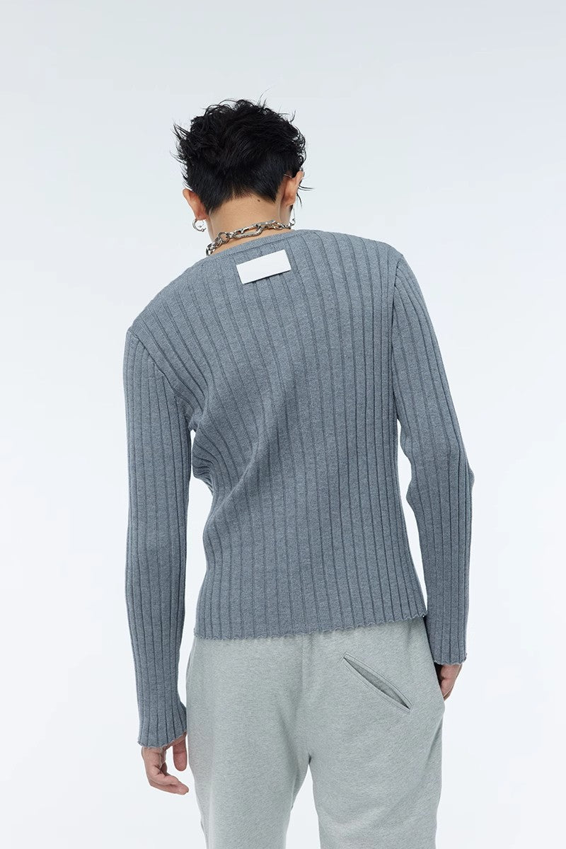 Slim Fit Round Neck Knit Sweater WN9058