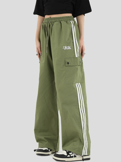 Side Stripe Wide Leg Cargo Sporty Pants WN7147