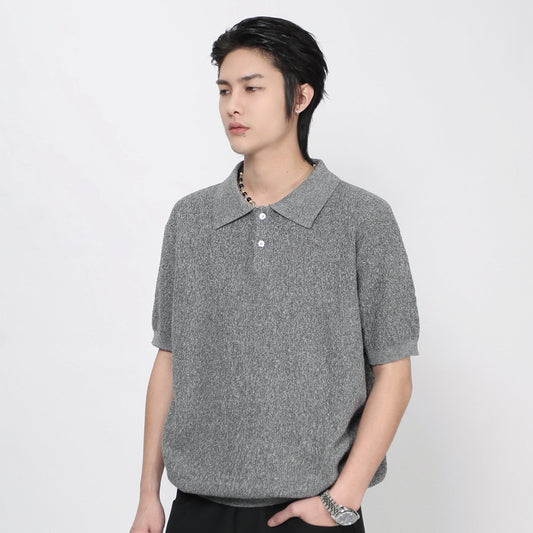 Melange Knit Polo Short Sleeve Shirt WN24488