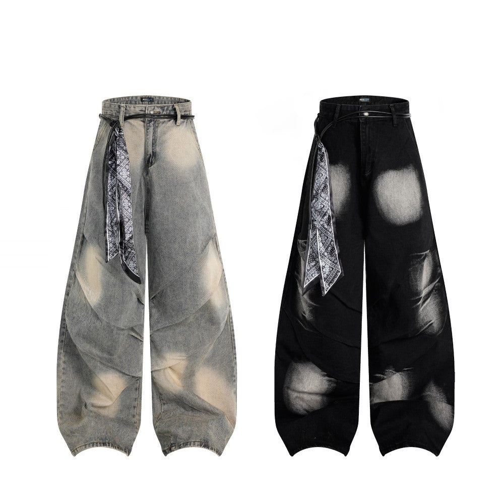Spray Paint Gradient Wide Leg Denim Jeans WN28063
