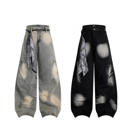 Spray Paint Gradient Wide Leg Denim Jeans WN28063