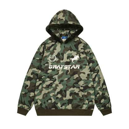 CAMOUFLAGE Letter Embroidery Oversize Hoodie WN11519