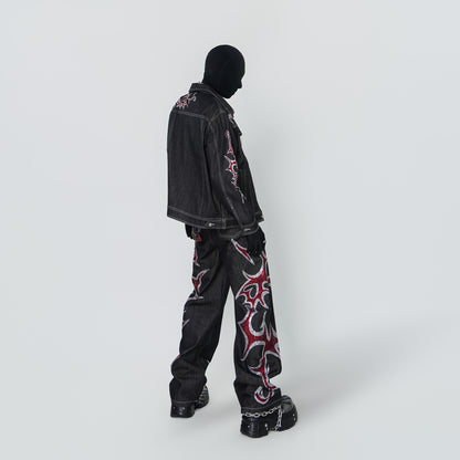 Rinestone Design Wide Leg Pants Setup WN24296 WN24296-K