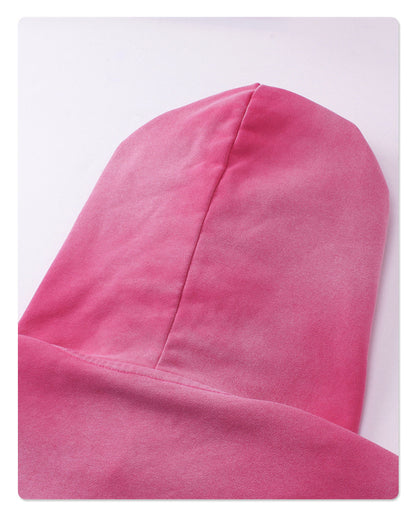 Washed Irregular Hole Water Spray Print Hoodie WN7795