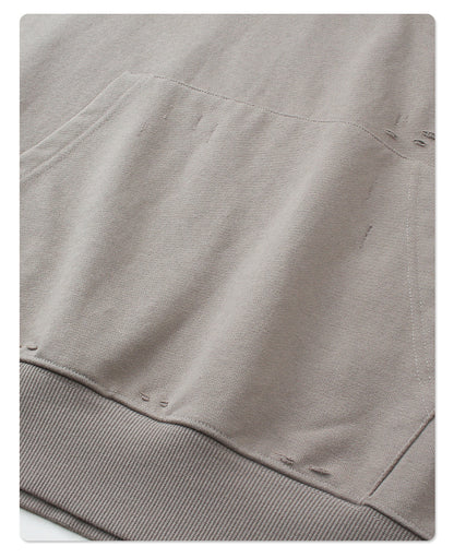 Oversize Zipper Design Damage Hoodie WN9979