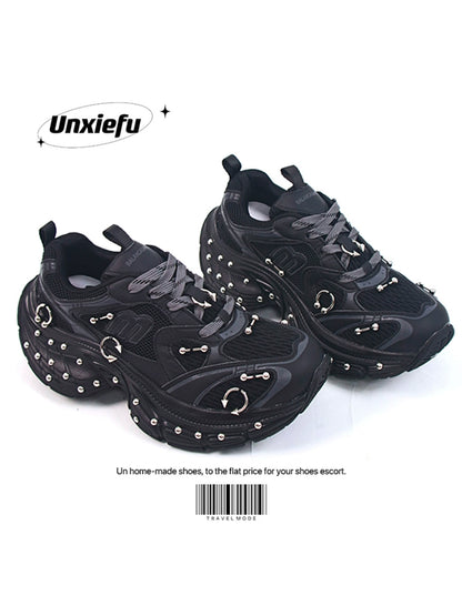 Studded Buckle Chunky Sole Dad Sneakers WN20791