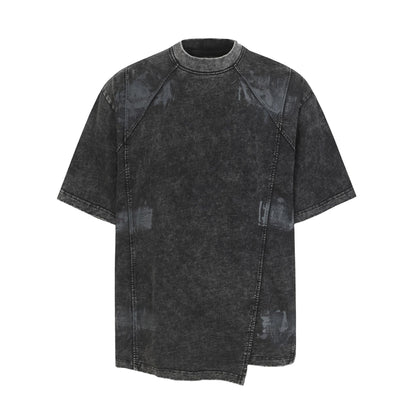 Washed Asymmetrical Panel Short Sleeve T-Shirt WN26953