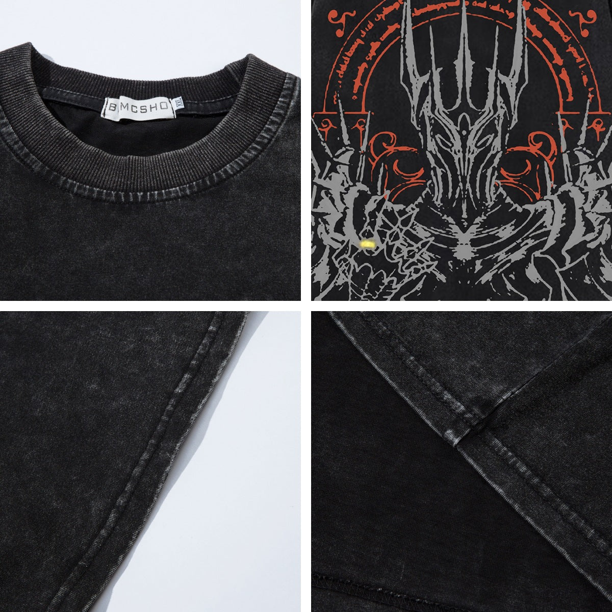 Washed Knight Print Oversize Short Sleeve T-Shirt WN26904