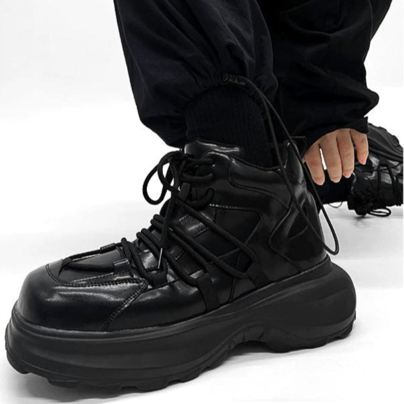 High-Top Chunky Sole Leather Shoes WN19152