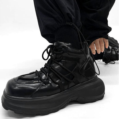 High-Top Chunky Sole Leather Shoes WN19152