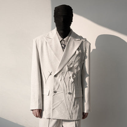 Handmade 3D Flower Tailored Jacket & Trousers Setup WN23646