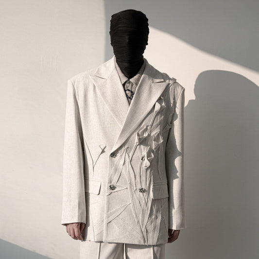 Handmade 3D Flower Tailored Jacket & Trousers Setup WN23646