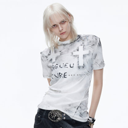 Cross Dirty Wash Stud Stretch Short Sleeve T-Shirt WN26997
