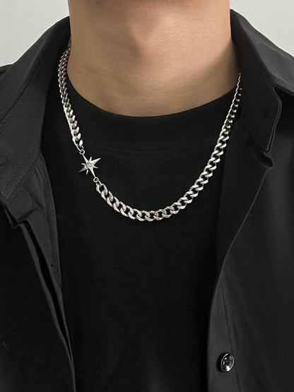 Starburst Cuban Chain Titanium Steel Necklace WN19251