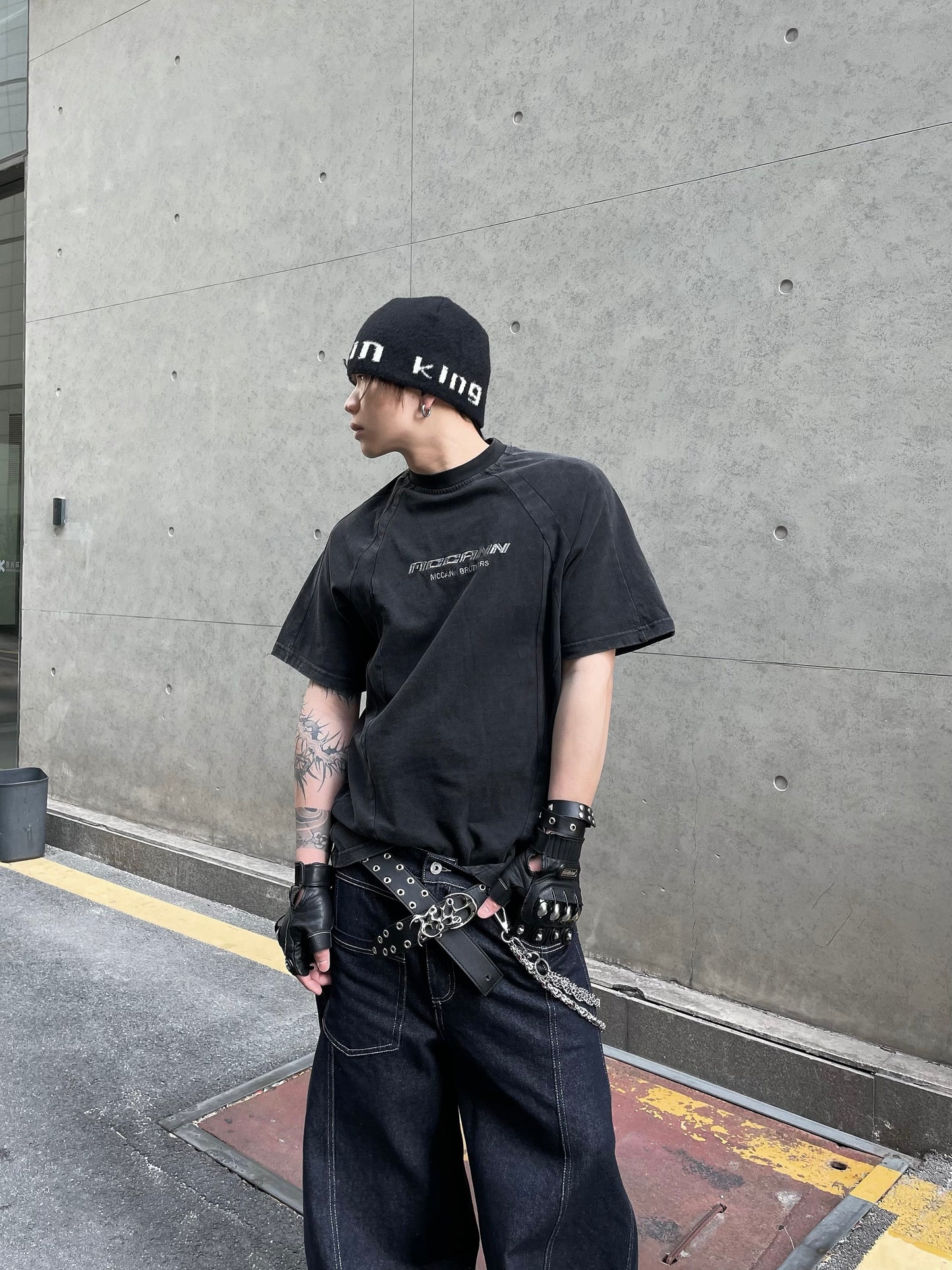 Letter Design Washed Oversize Short Sleeve T-Shirt WN14987