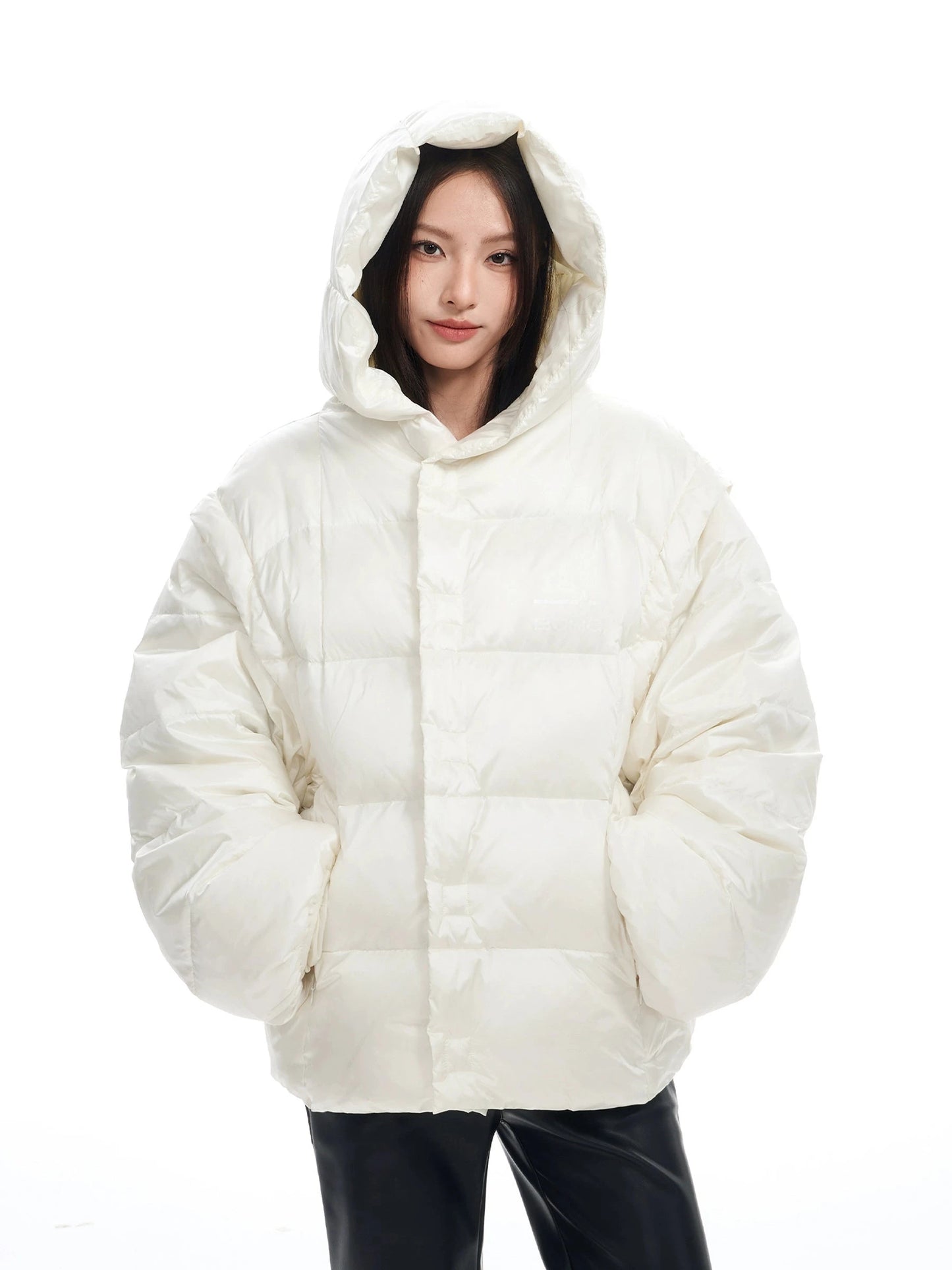 White Duck Down Hooded Puffer Jacket WN9757