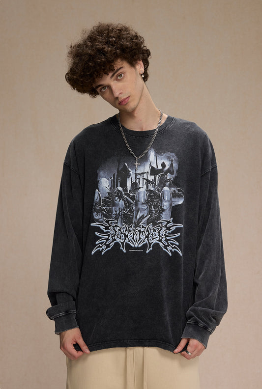 Digital Direct Print Oversize Long Sleeve T-Shirt WN9997