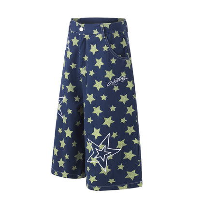 Star Print Denim Half Jeans WN25801