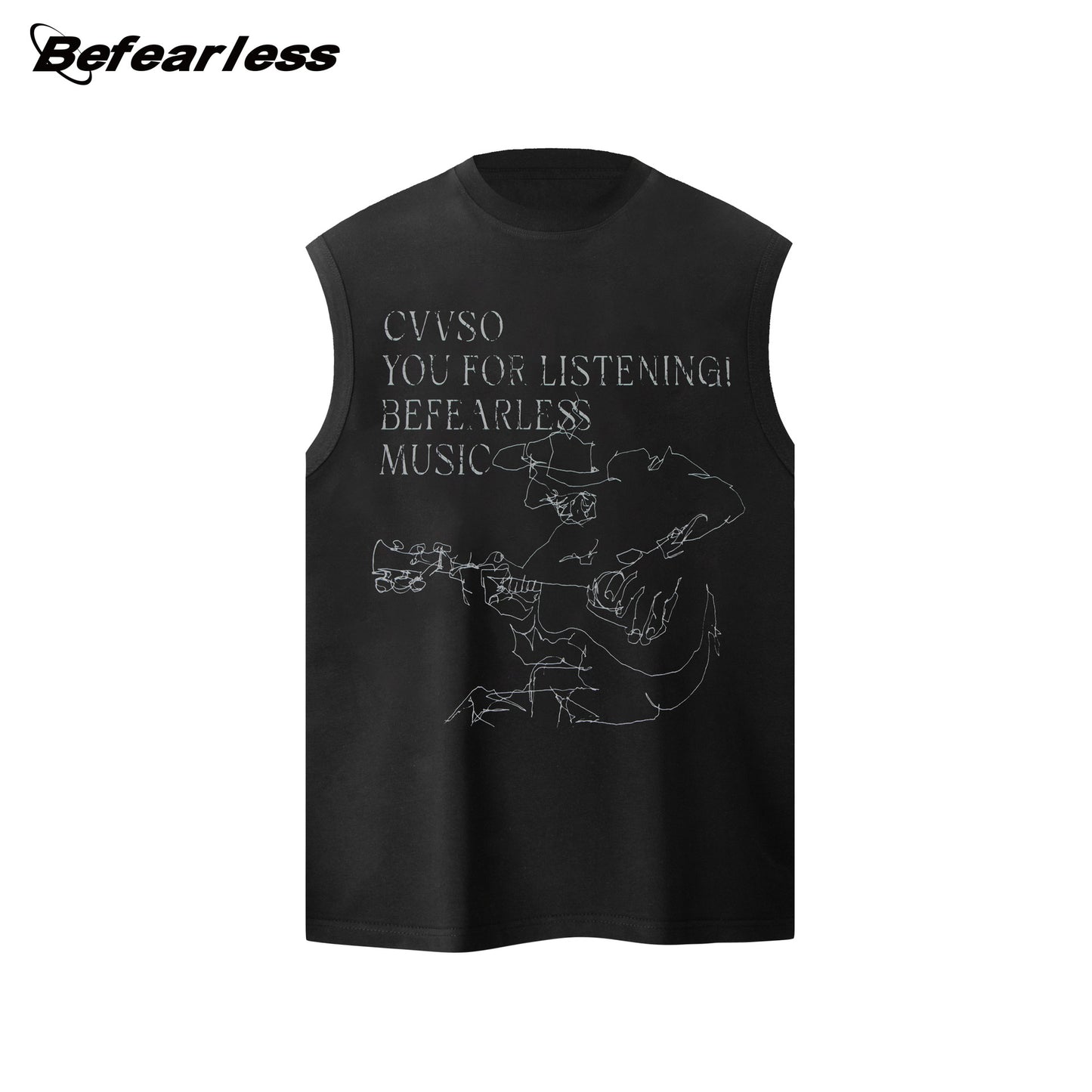 Guitarist Print Oversize Sleeveless T-Shirt WN26385