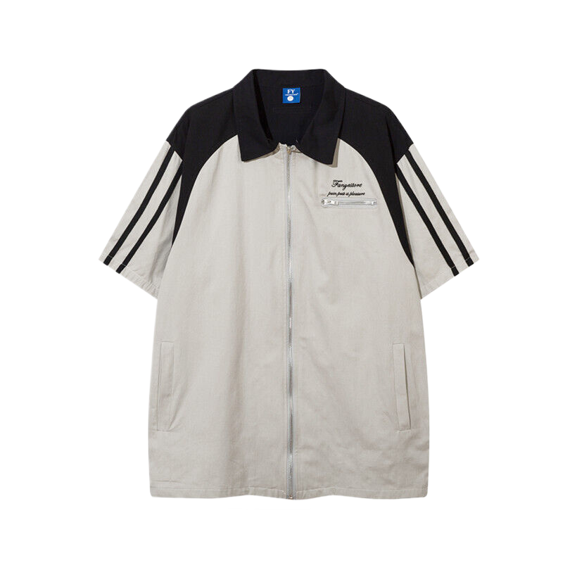 Oversize Zipper Short-sleeve Shirt WN5554