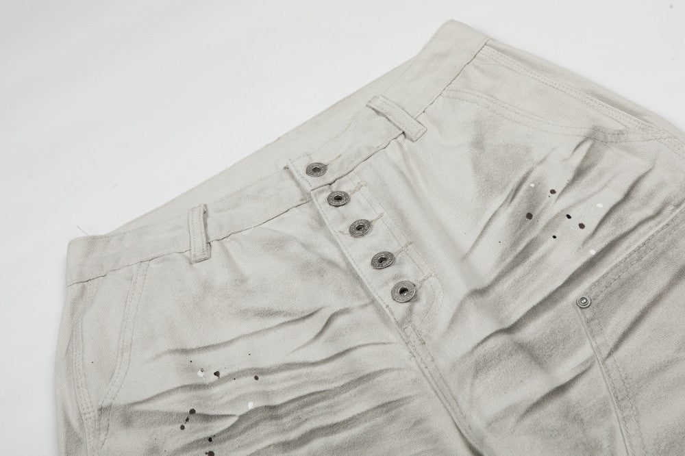 Washed Wrinkle Detail Wide Leg Denim Jeans WN28005