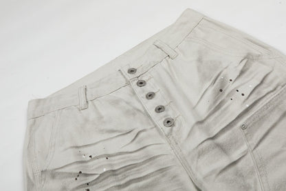 Washed Wrinkle Detail Wide Leg Denim Jeans WN28005