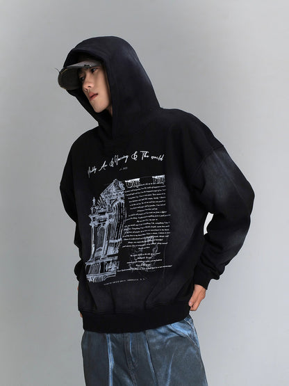 Oversize Graffiti Print Hoodie WN8436