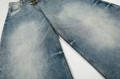 Washed Whisker Curved Denim Jeans WN25970