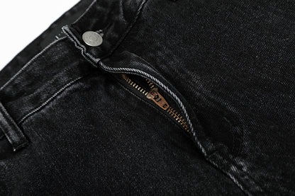 Graphic Design Wide-Leg Straight Denim Jeans WN18535