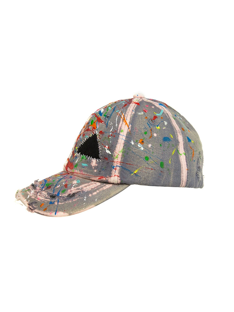Paint Graffiti Patchwork Denim Washed Cap WN21122