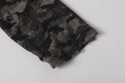 Fake Layered Camo Letter Print Washed Long Sleeve T-Shirt WN25609