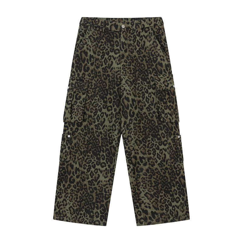 Leopard Print Straight-Leg Cargo Pants WN11390