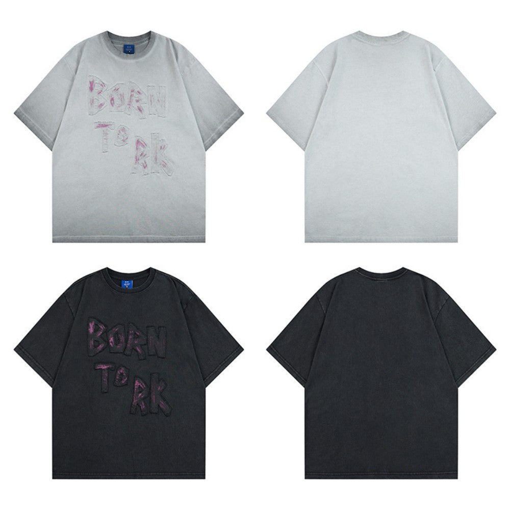 Washed Letter Graphic Short Sleeve T-Shirt WN28039