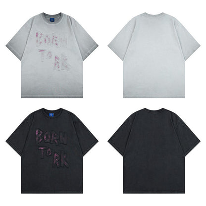 Washed Letter Graphic Short Sleeve T-Shirt WN28039