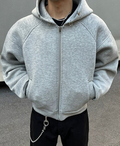 Oversize Zipper Short Hoodie WN19532