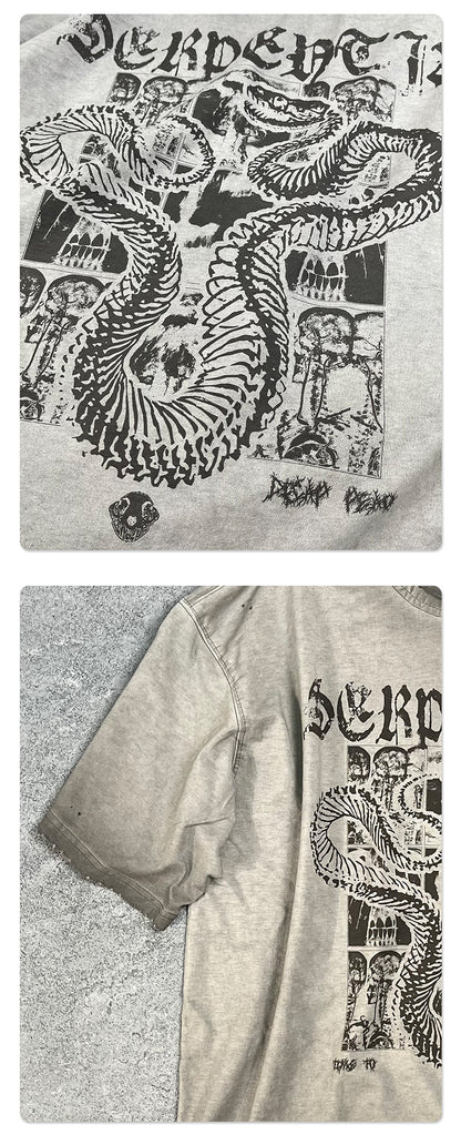 Washed Graphic Print Oversize Short Sleeve T-Shirt WN16248