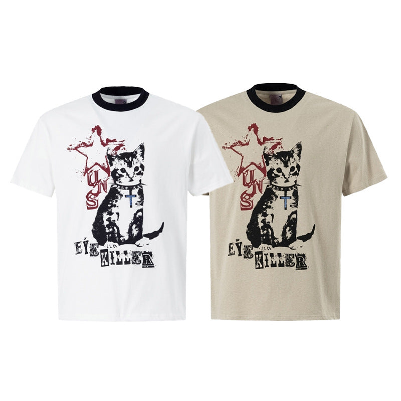 Painting Cat Graphic Short Sleeve T-Shirt WN26051