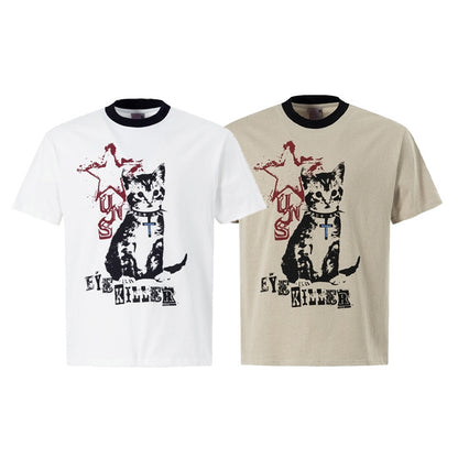Painting Cat Graphic Short Sleeve T-Shirt WN26051