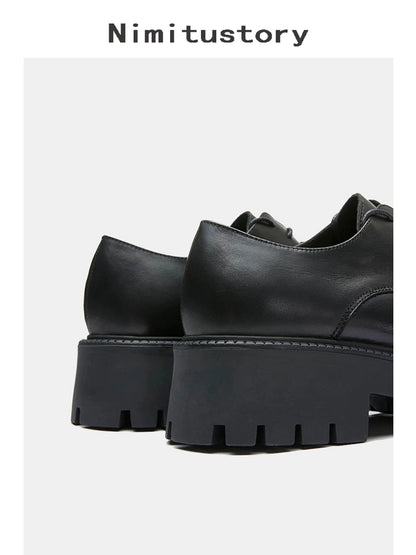 Upturned Toe Chunky Sole Leather Derby Shoes WN20599