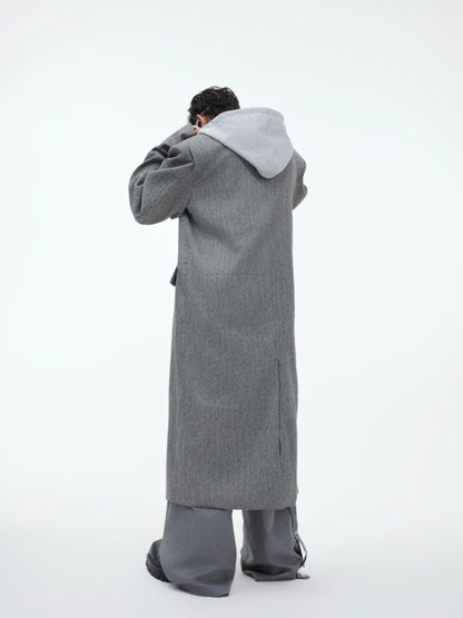 Oversize Long Coat with Hooded Tie WN9862